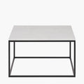 Kalani White Marble and Black Metal Square Coffee Table