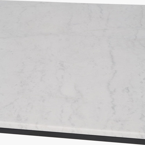 Kalani White Marble and Black Metal Square Coffee Table