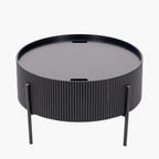 Henderson Black Wood and Black Metal Storage Coffee Table