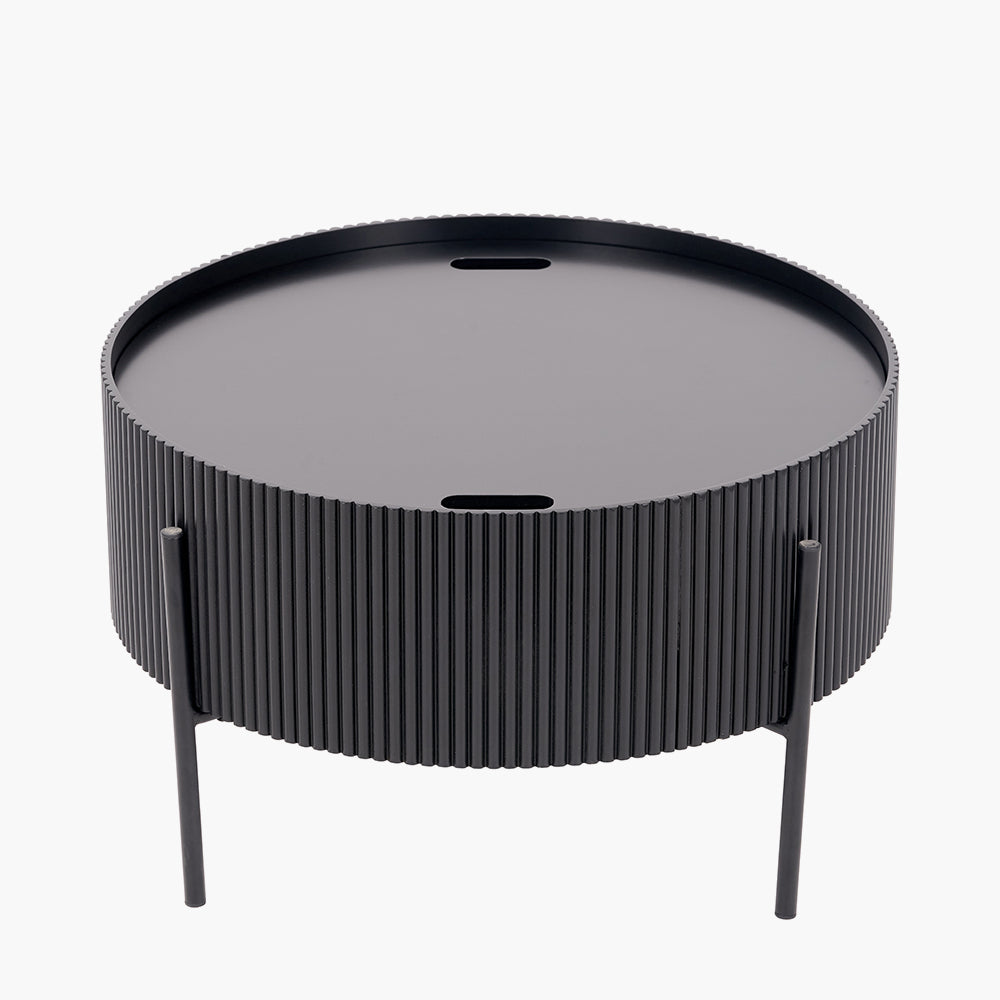 Henderson Black Wood and Black Metal Storage Coffee Table
