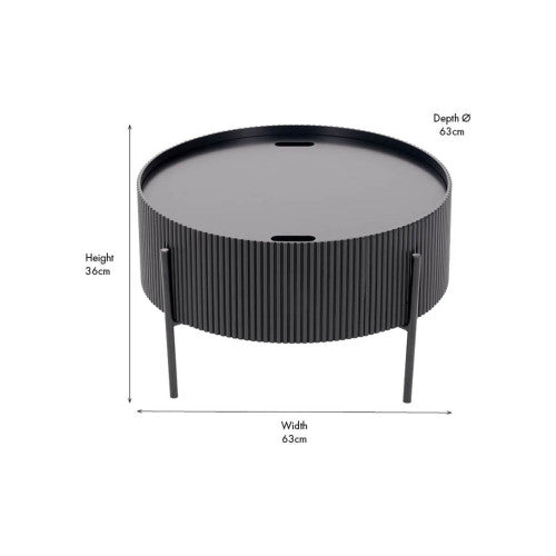 Henderson Black Wood and Black Metal Storage Coffee Table