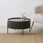 Henderson Black Wood and Black Metal Storage Coffee Table