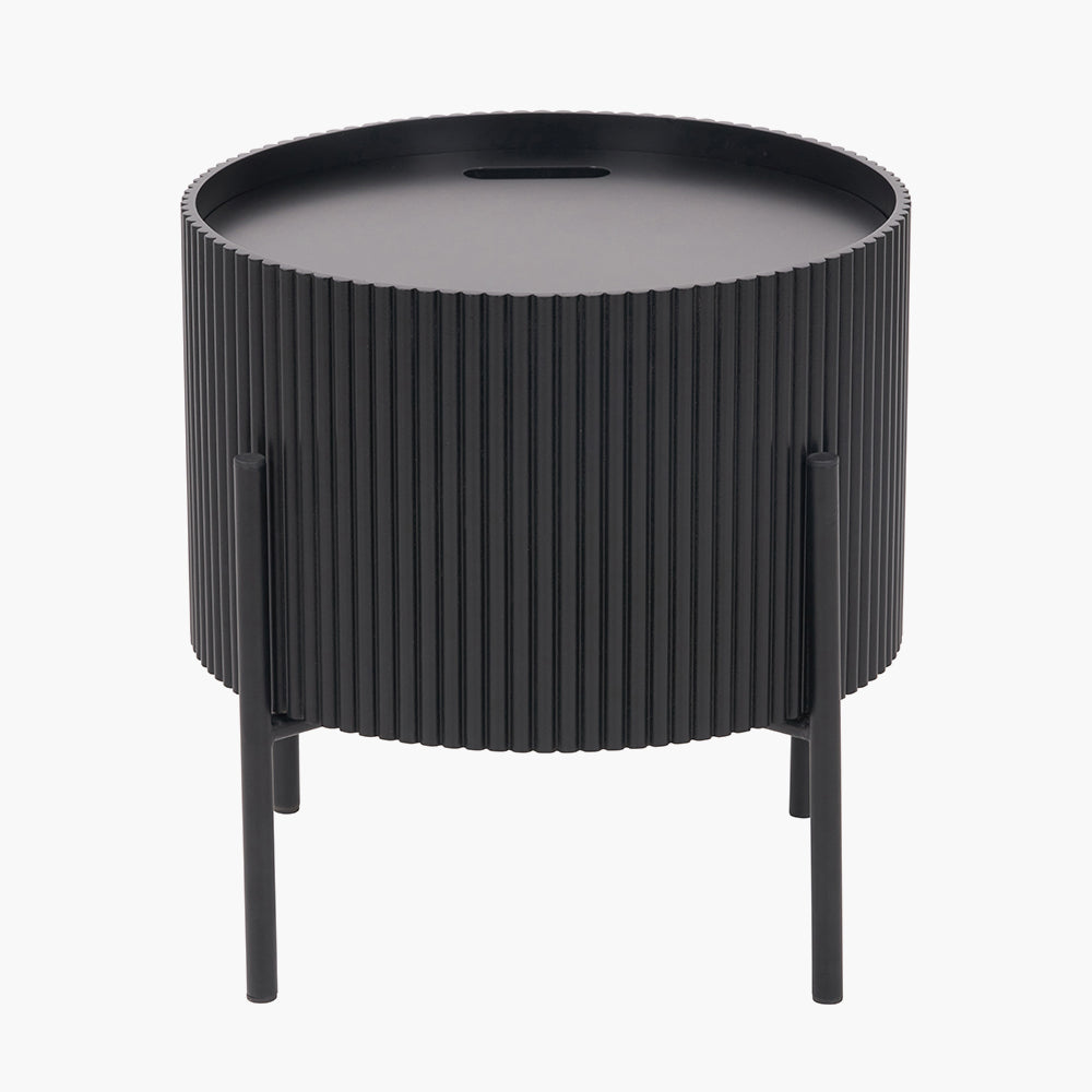 Henderson Black Wood and Black Metal Storage Side Table