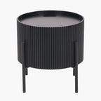 Henderson Black Wood and Black Metal Storage Side Table