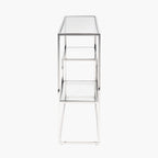 Aleandra Clear Glass and Silver Metal Console Table
