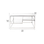 Aleandra Clear Glass and Silver Metal Coffee Table