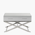 Rocco Mirrored Glass and Silver Metal Coffee Table