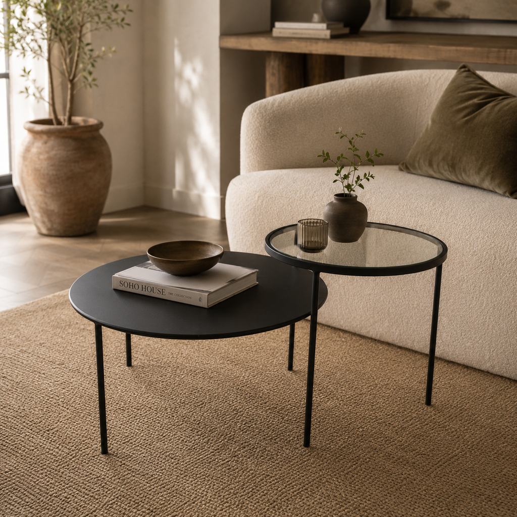 Trento Coffee Table With Glass And Metal Tops