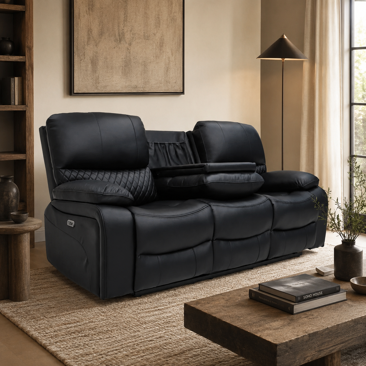 Orla Electric Recliner Sofa Black 3 Seater