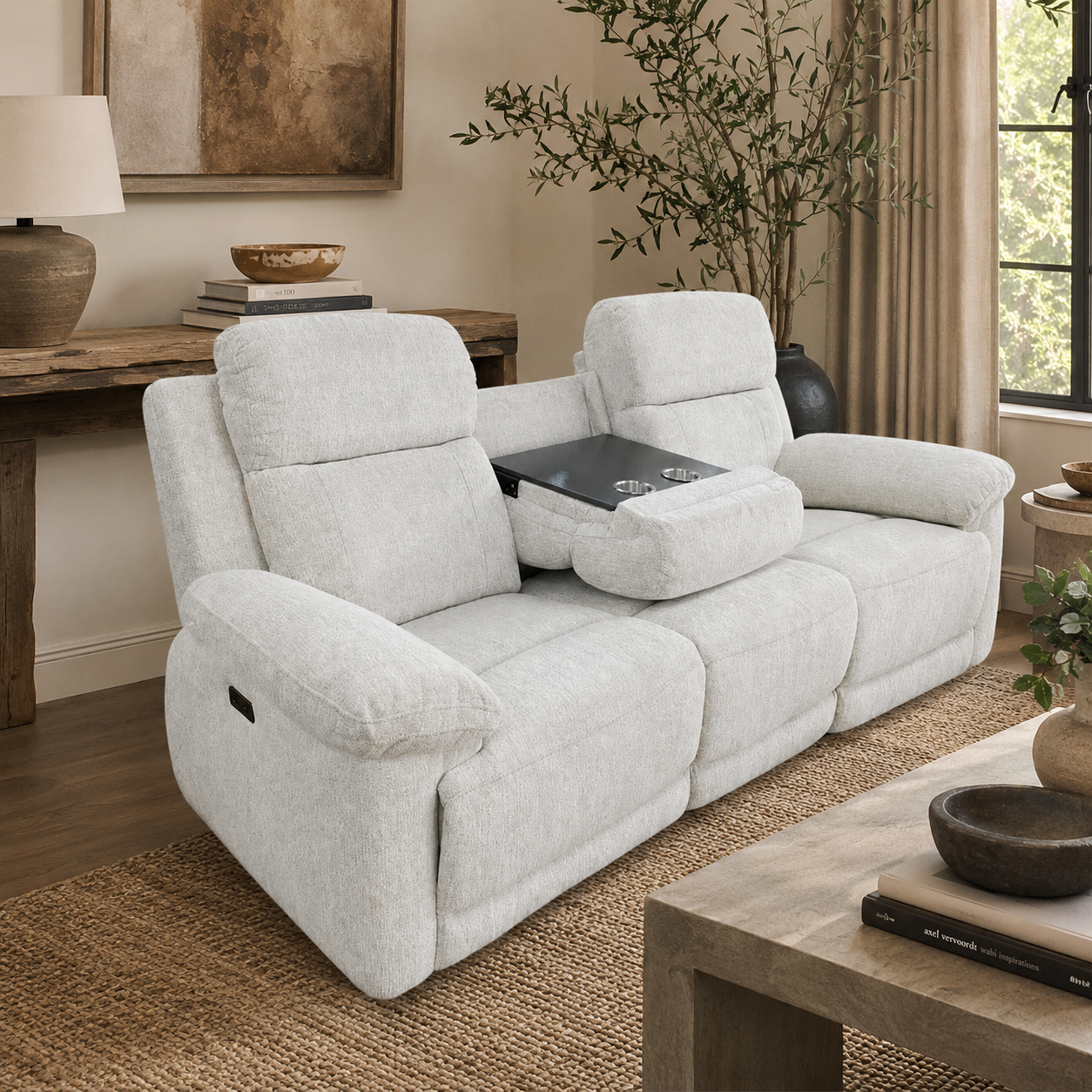 Owen Power Recliner Beige 3 Seater