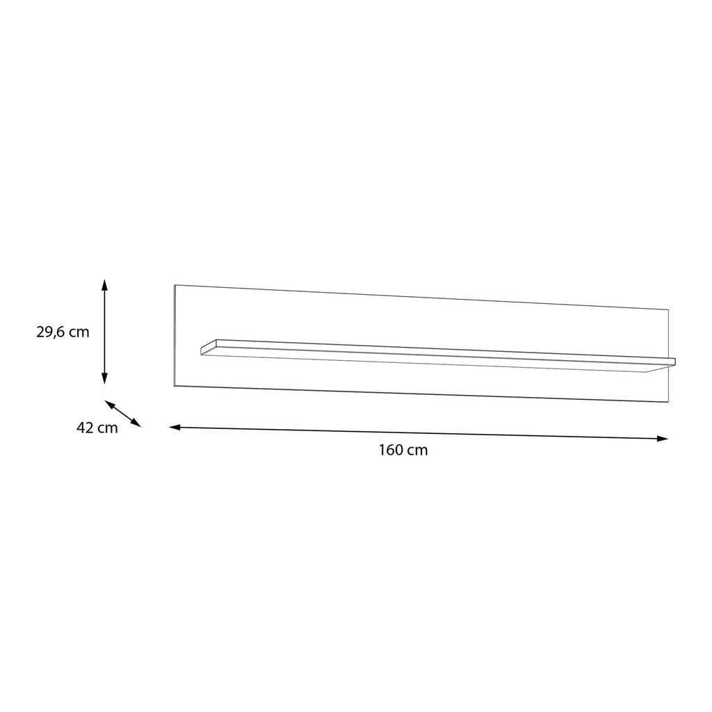 Bohol 160cm Wall Shelf in Riviera Oak/Grey Oak