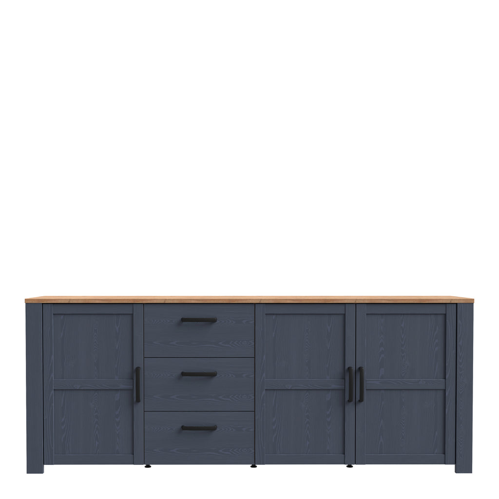 Bohol Large Sideboard 3 Door 3 Drawer in Riviera Oak/Navy