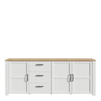 Bohol 3 Door 3 Drawer Large Sideboard in Riviera Oak/White