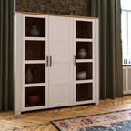 Bohol 3 Door Large Display Cabinet in Riviera Oak/White