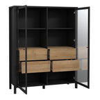High Rock Extra Wide Display Cabinet in Matt Black/Riviera Oak