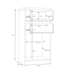 Best Chest Storage Cabinet 2 Drawers 1 Door in Concrete Optic Dark Grey/Old - Wood Vintage