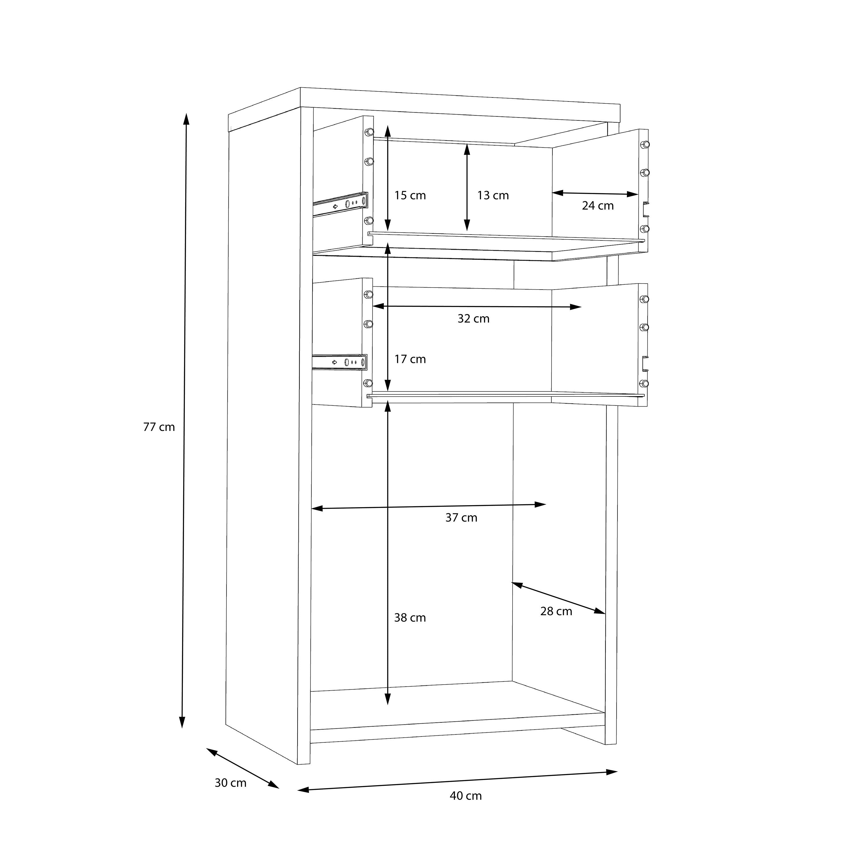 Best Chest Storage Cabinet 2 Drawers 1 Door in Concrete Optic Dark Grey/Old - Wood Vintage