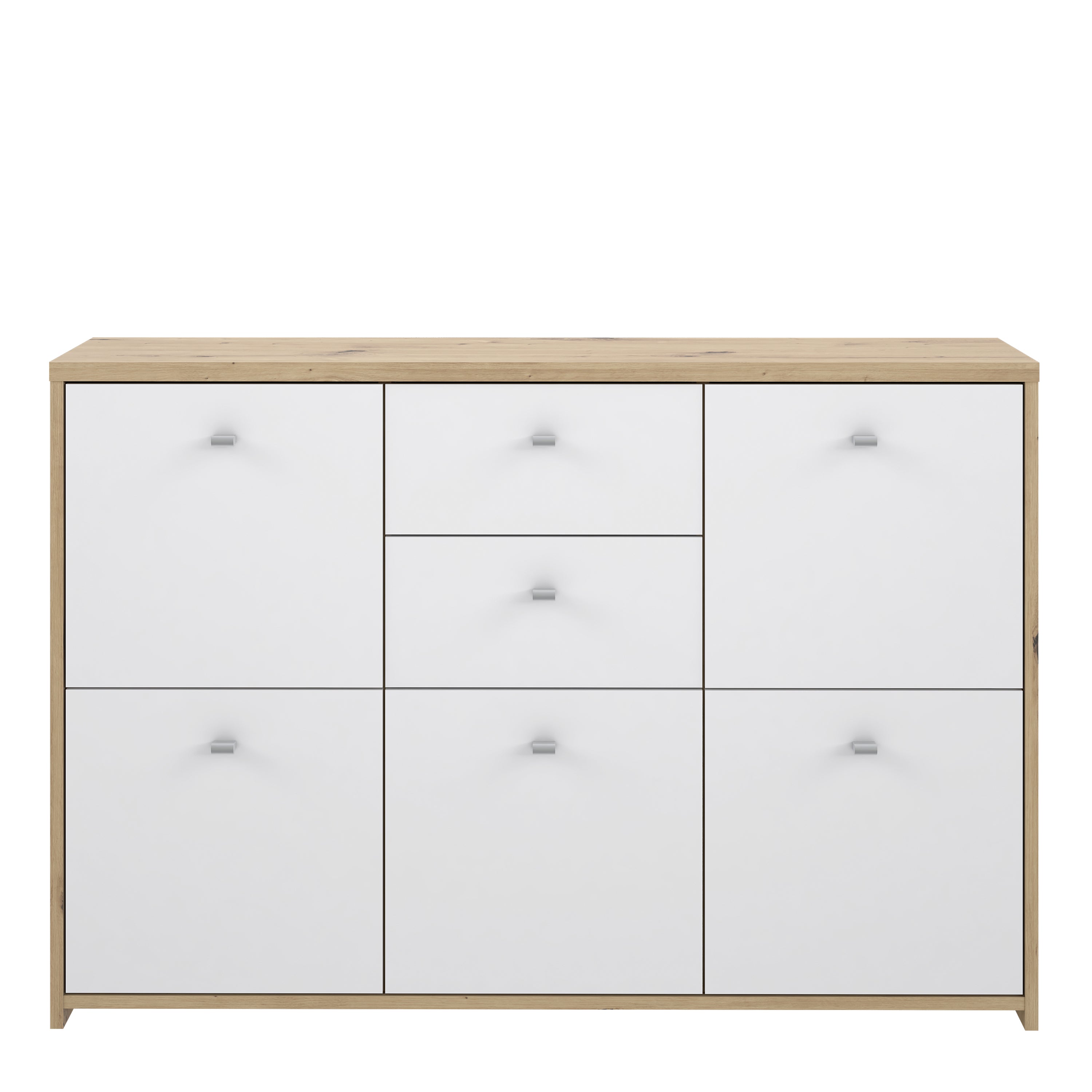 Best Chest Storage Cabinet with 2 Drawers and 5 Doors in Artisan Oak/White