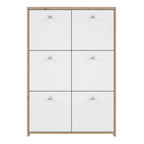 Best Chest Storage Cabinet with 6 Doors in Artisan Oak/White