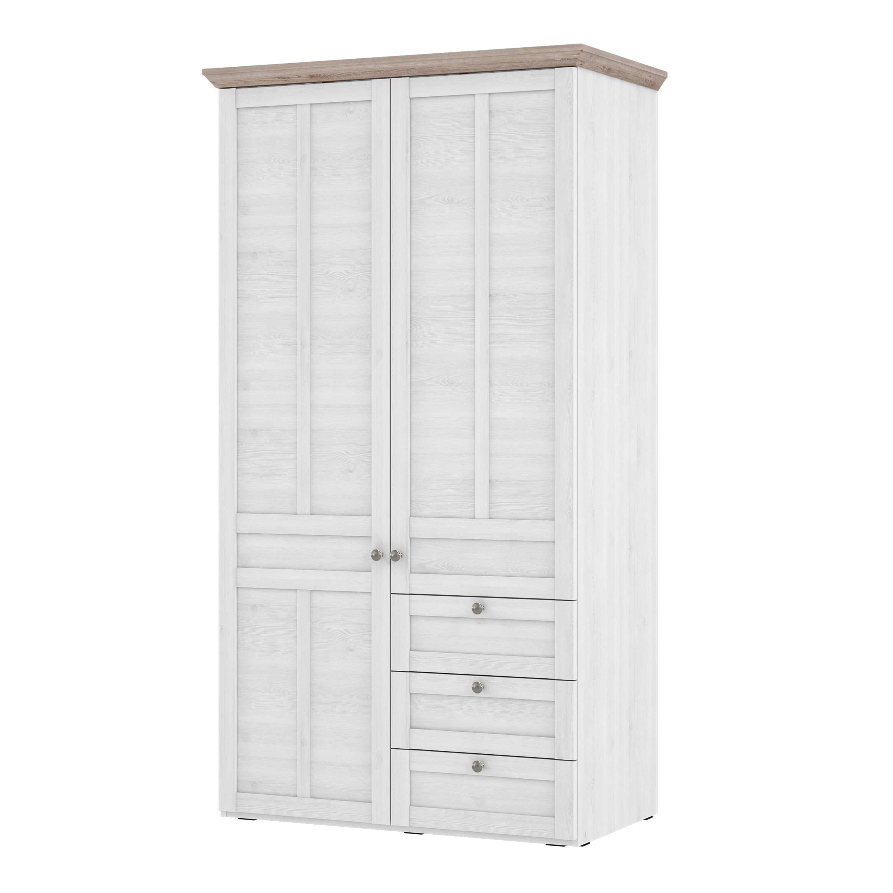 Illoppa 2 Door Wardrobe in Snowy Oak/Oak Nelson