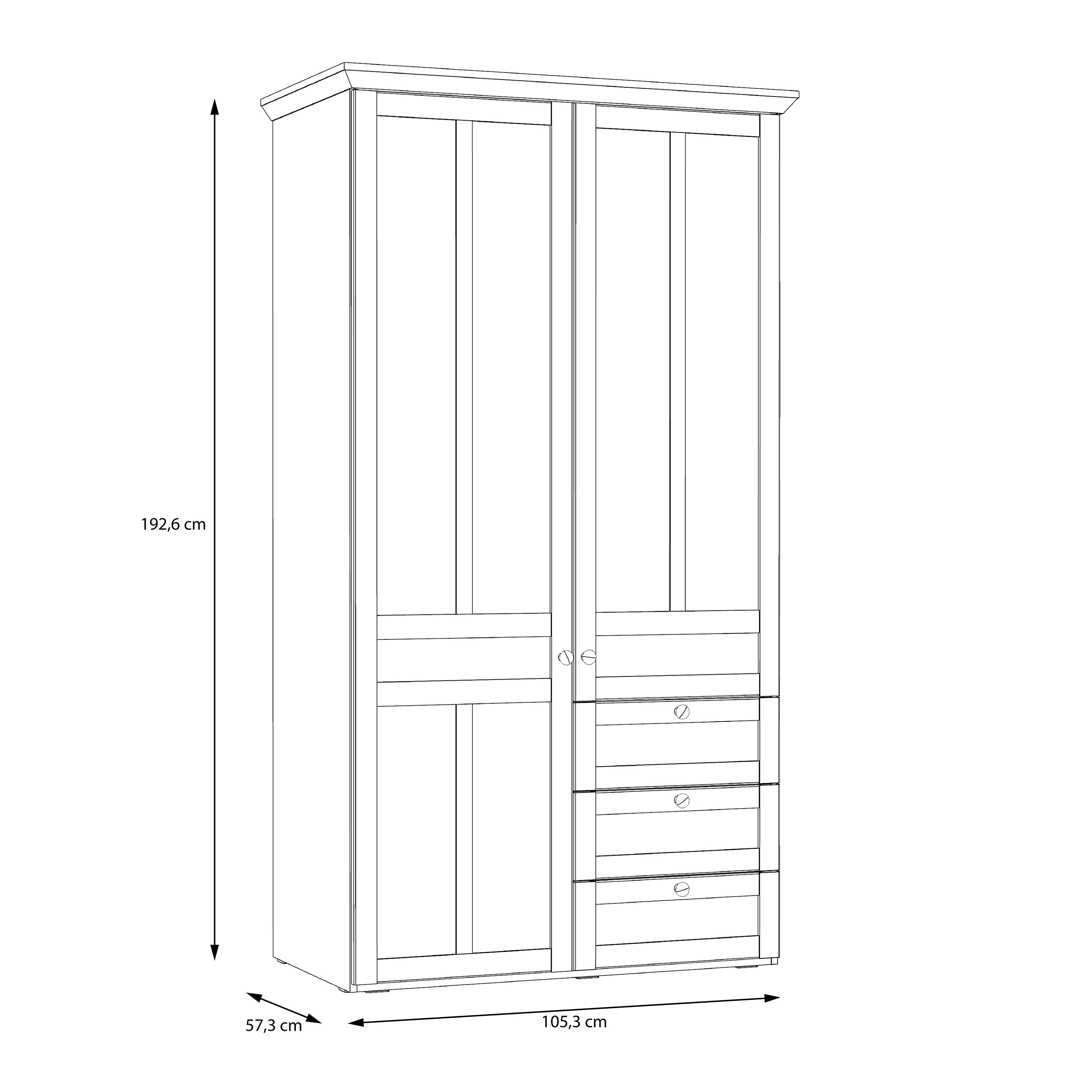 Illoppa 2 Door Wardrobe in Snowy Oak/Oak Nelson