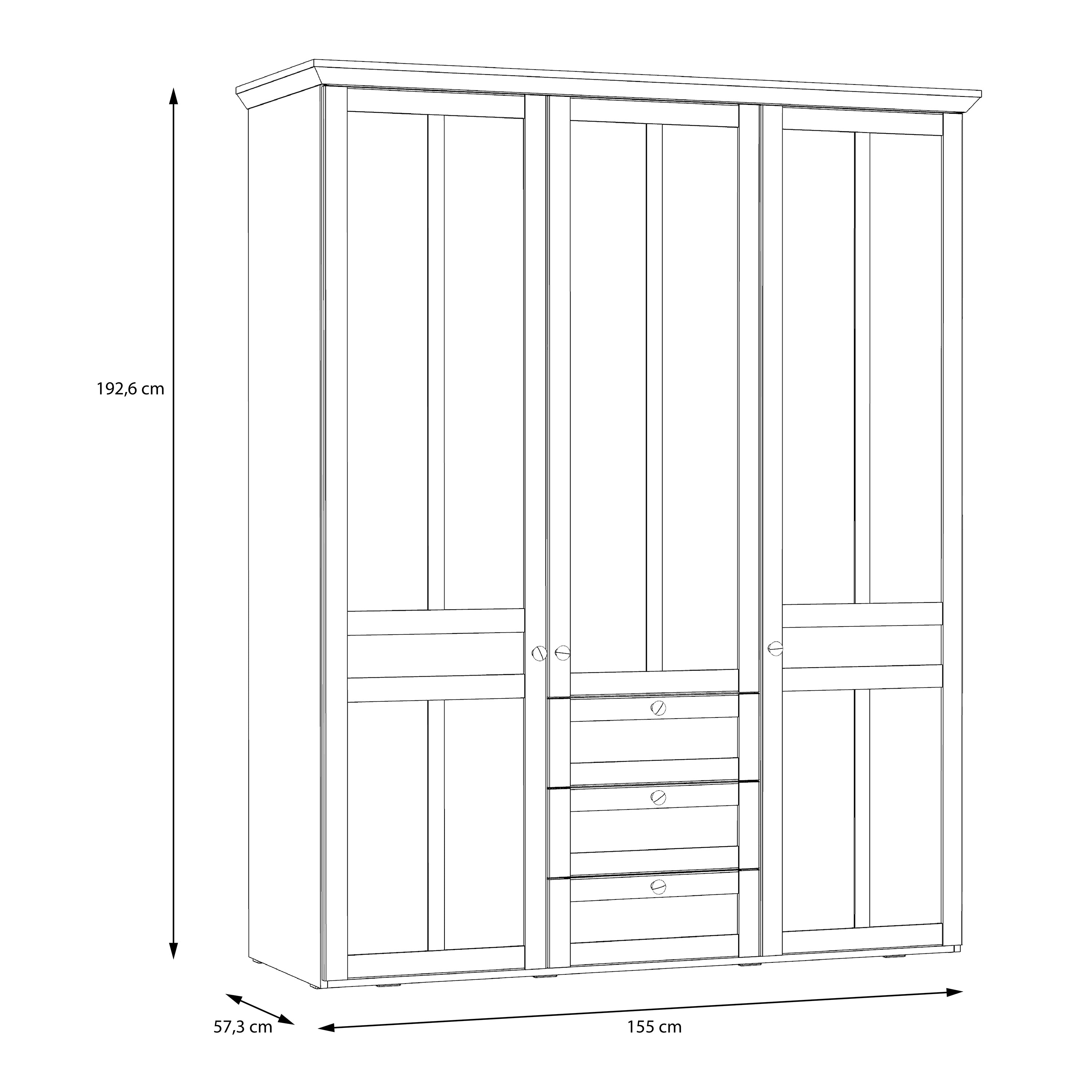 Iloppa 3 Door Wardrobe in Snowy Oak/Oak Nelson
