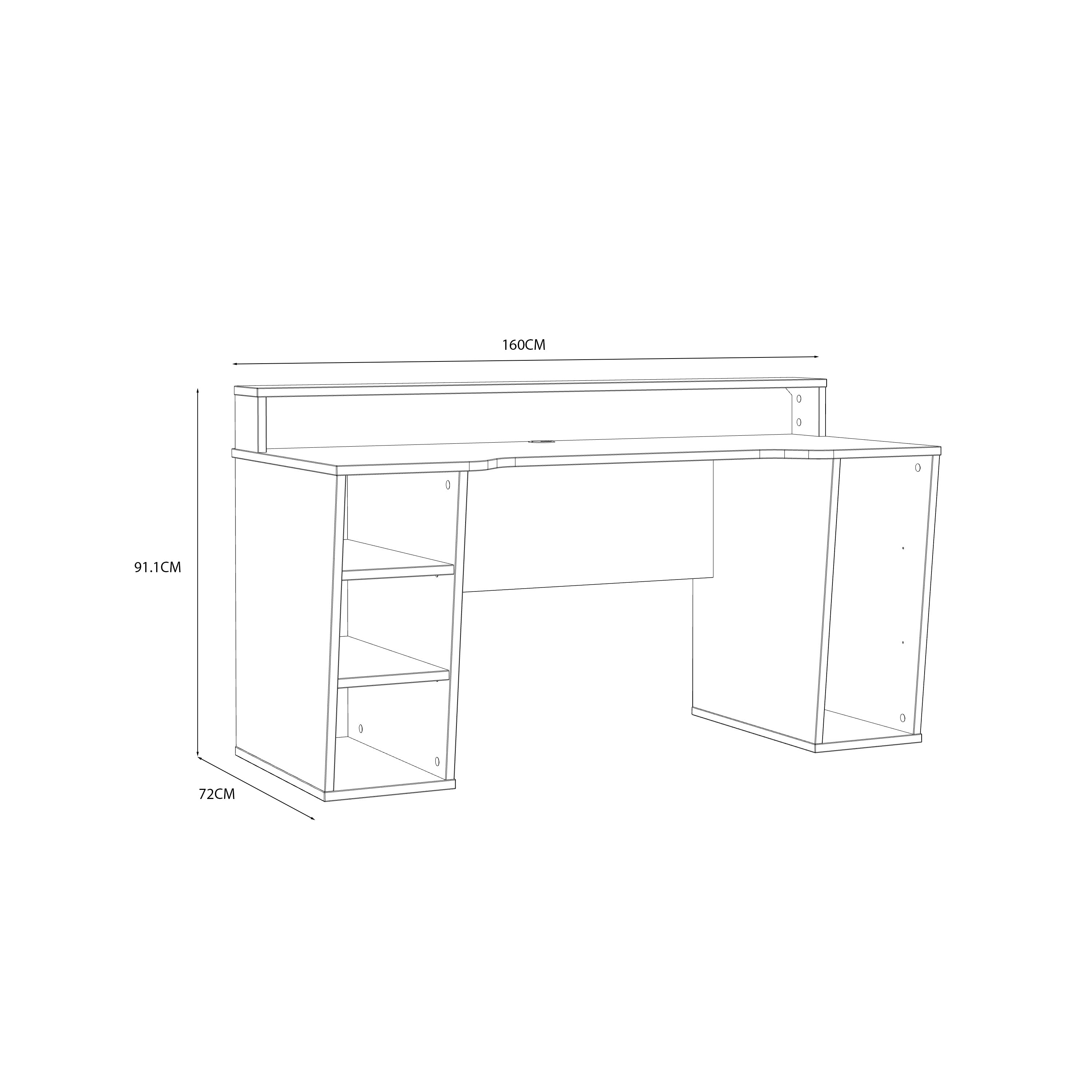 Tezaur Black Gaming Desk with White Trim and Colour Changing LED