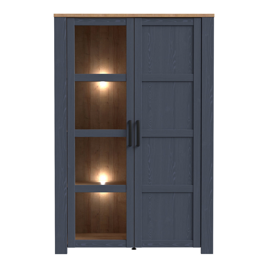 Bohol Display Cabinet inc. 2x LED Lights in Riviera Oak/Navy