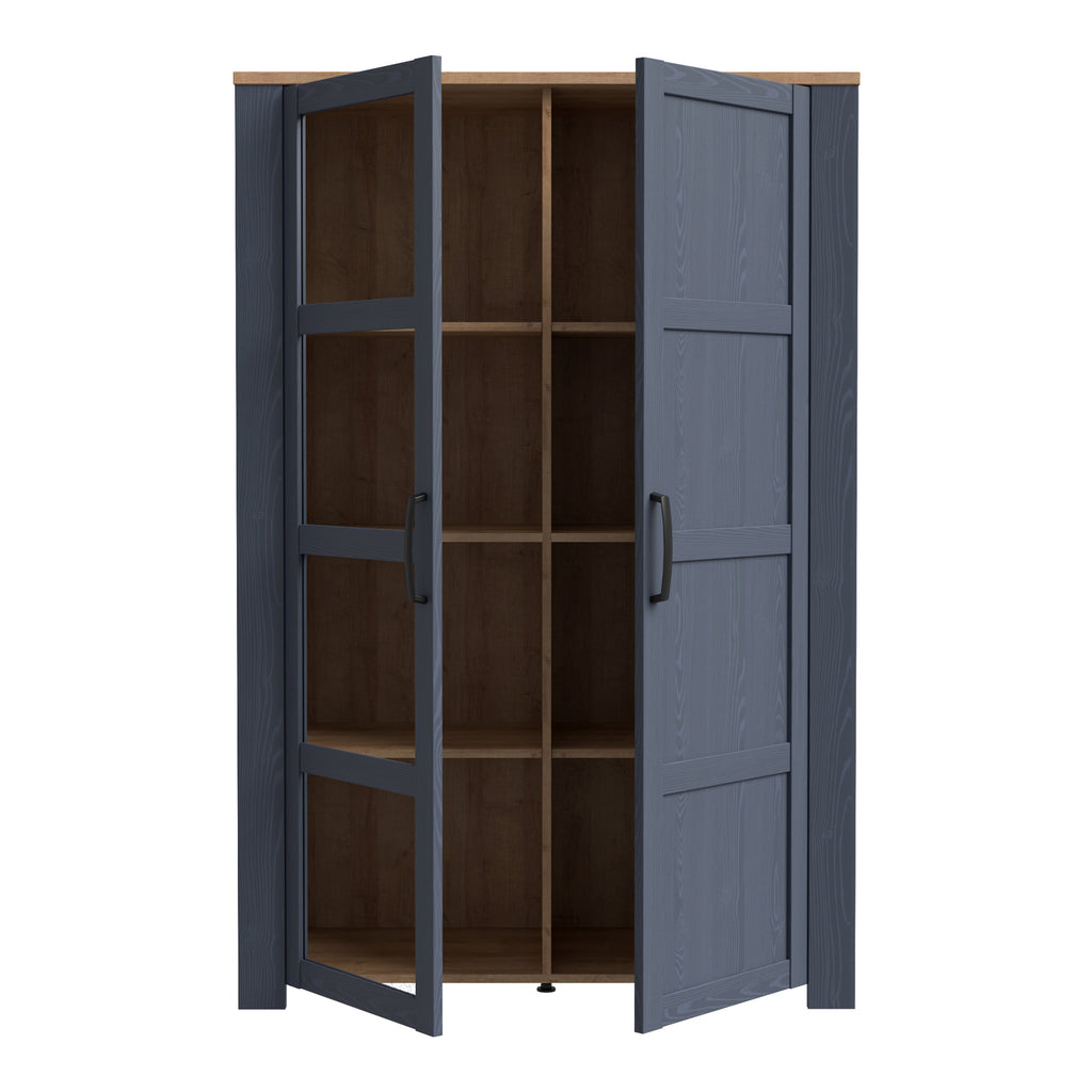 Bohol Display Cabinet inc. 2x LED Lights in Riviera Oak/Navy