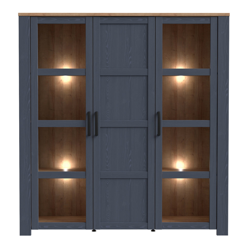 Bohol Large Display Cabinet inc. 4x LED Lights in Riviera Oak/Navy