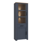 Bohol Narrow Display Cabinet inc. 2x LED Lights in Riviera Oak/Navy