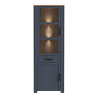 Bohol Narrow Display Cabinet inc. 2x LED Lights in Riviera Oak/Navy