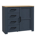 Bohol 1 Door 4 Drawer Chest in Riviera Oak/Navy