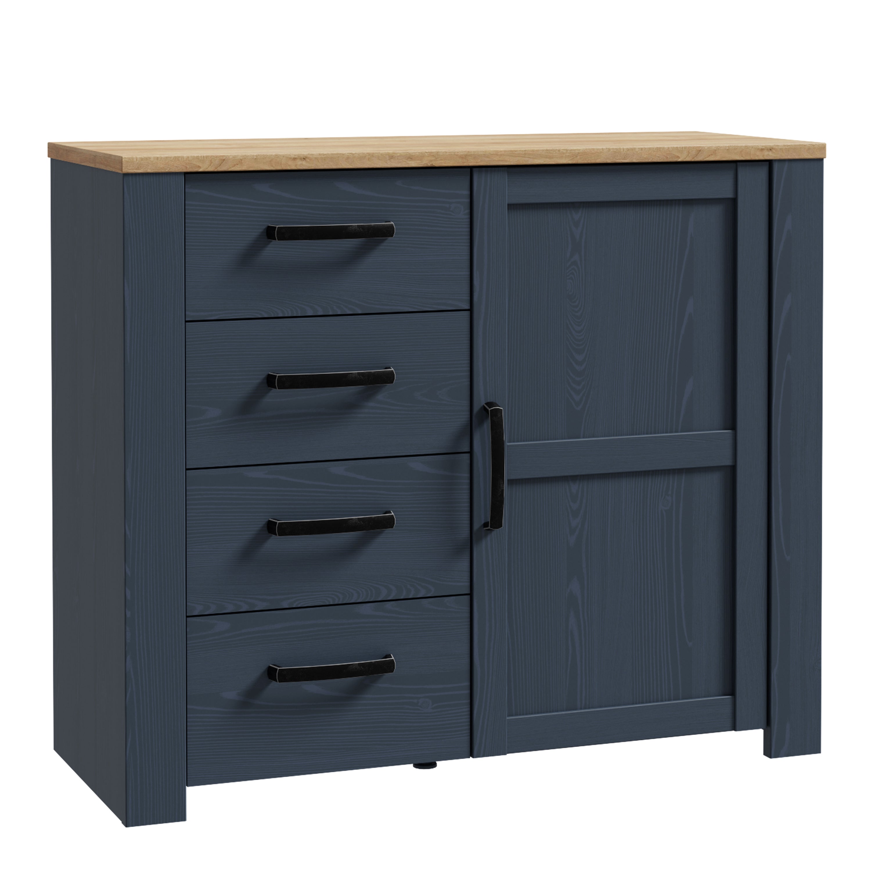 Bohol 1 Door 4 Drawer Chest in Riviera Oak/Navy