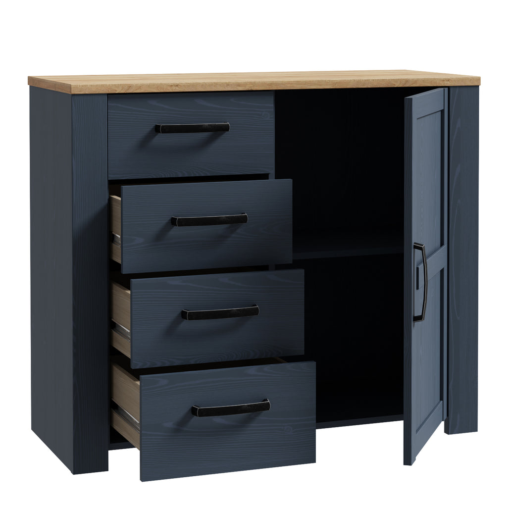Bohol 1 Door 4 Drawer Chest in Riviera Oak/Navy