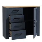 Bohol 1 Door 4 Drawer Chest in Riviera Oak/Navy