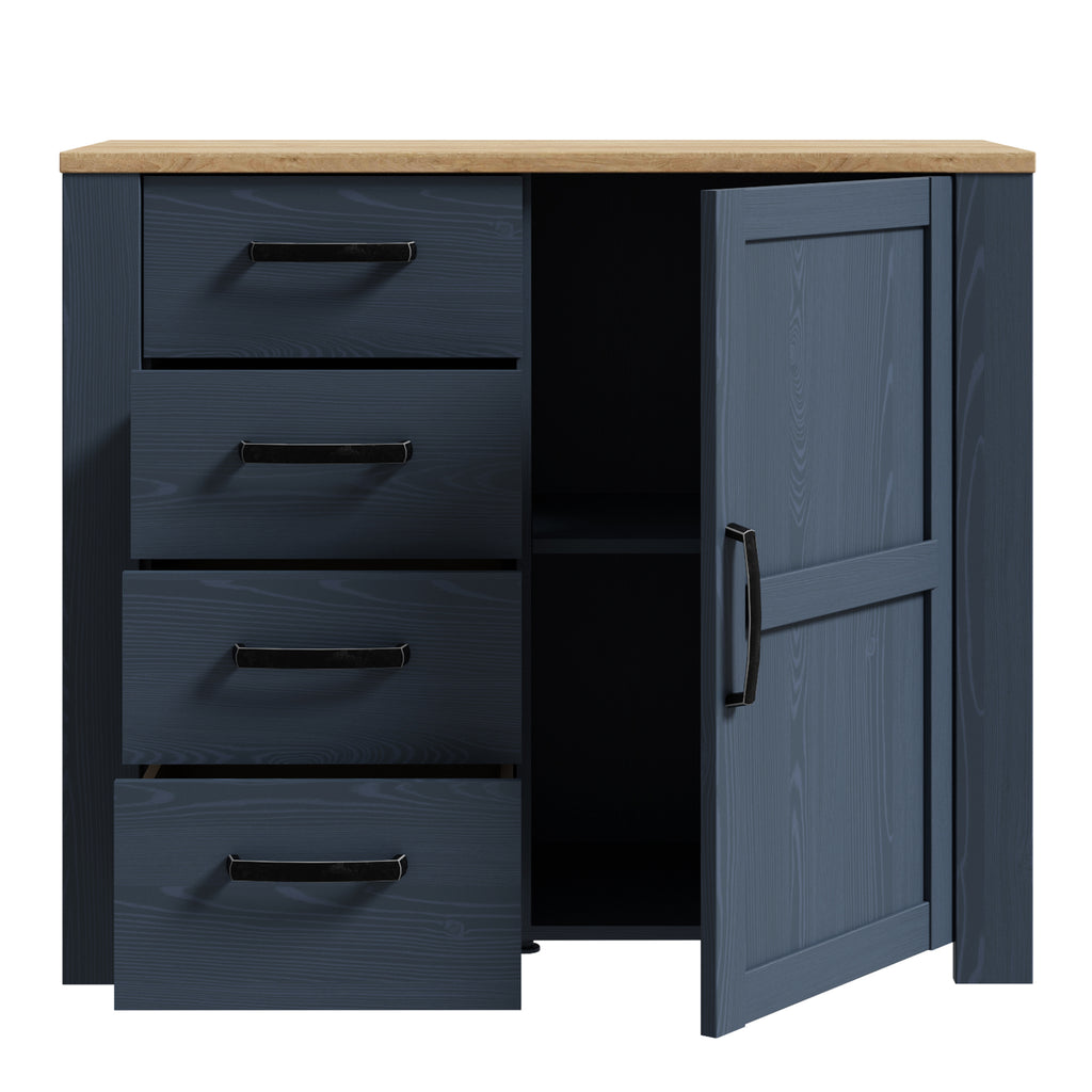Bohol 1 Door 4 Drawer Chest in Riviera Oak/Navy