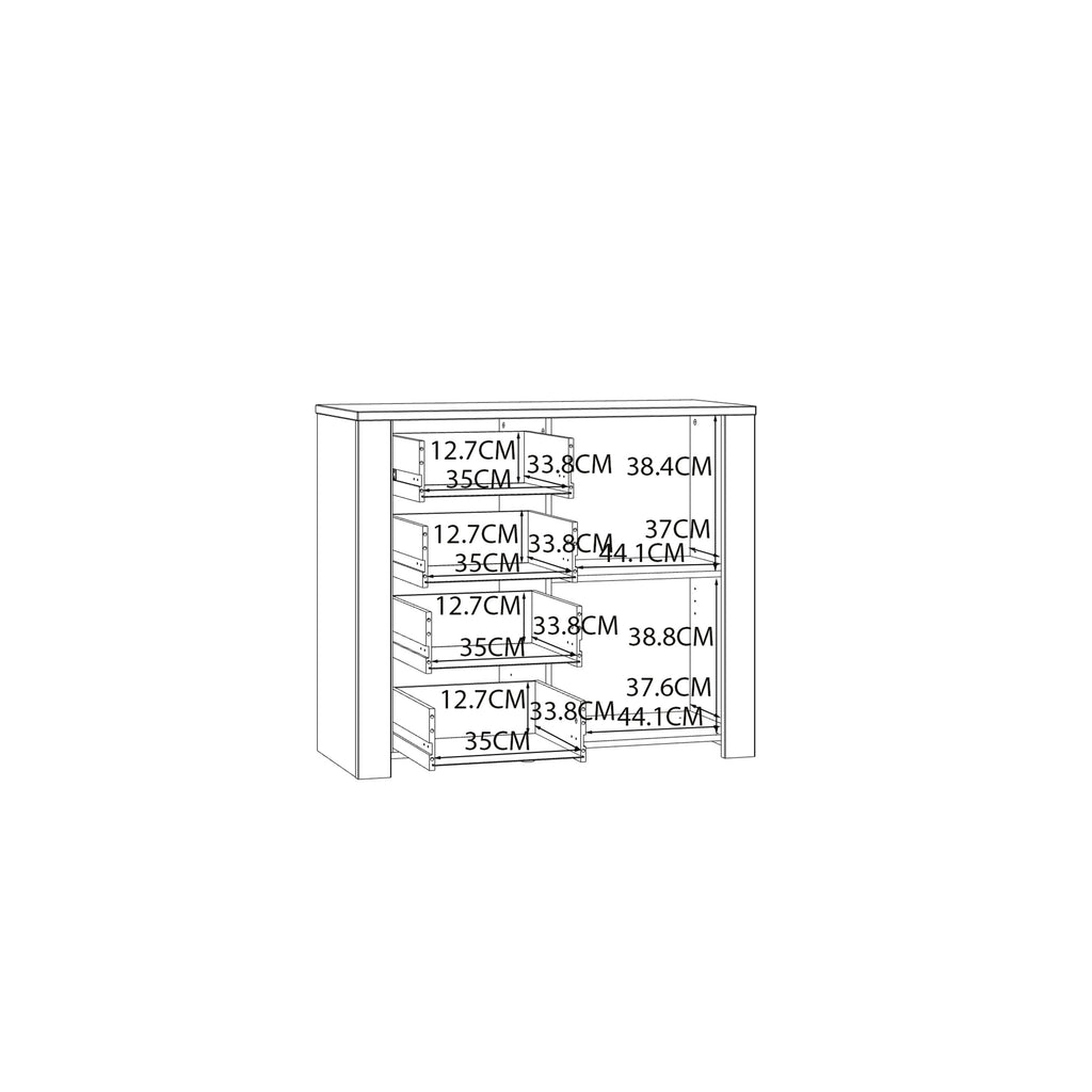 Bohol 1 Door 4 Drawer Chest in Riviera Oak/Navy