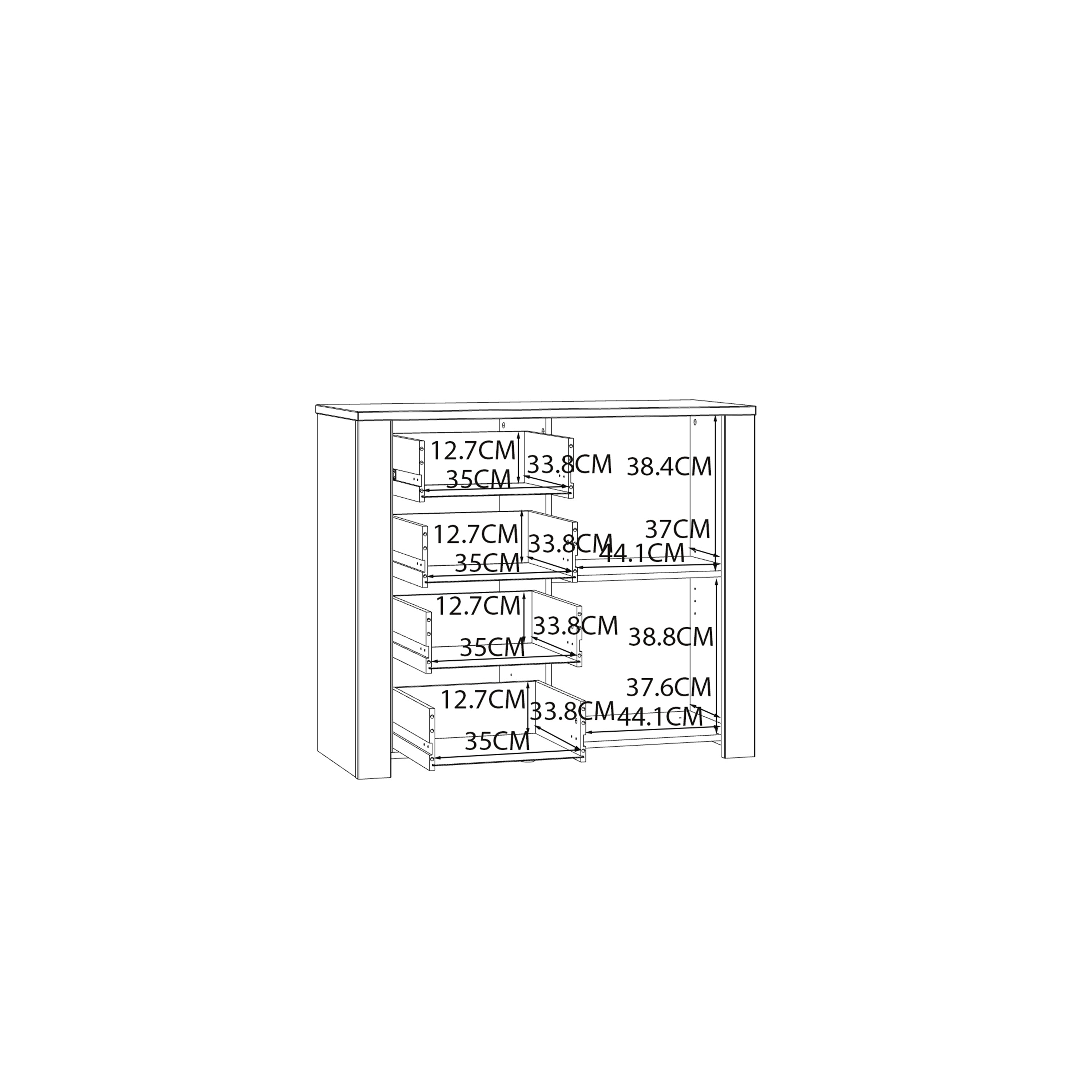 Bohol 1 Door 4 Drawer Chest in Riviera Oak/Navy