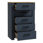 Bohol 5 Drawer Narrow Chest in Riviera Oak/Navy