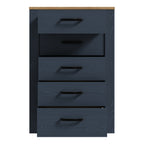 Bohol 5 Drawer Narrow Chest in Riviera Oak/Navy