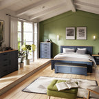 Bohol 5 Drawer Narrow Chest in Riviera Oak/Navy