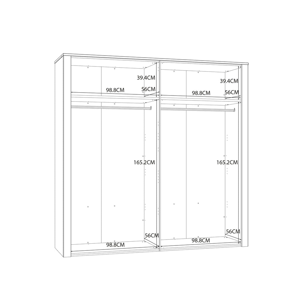 Bohol 2 Door 2 Mirrored Door Wardrobe in White/Riviera Oak