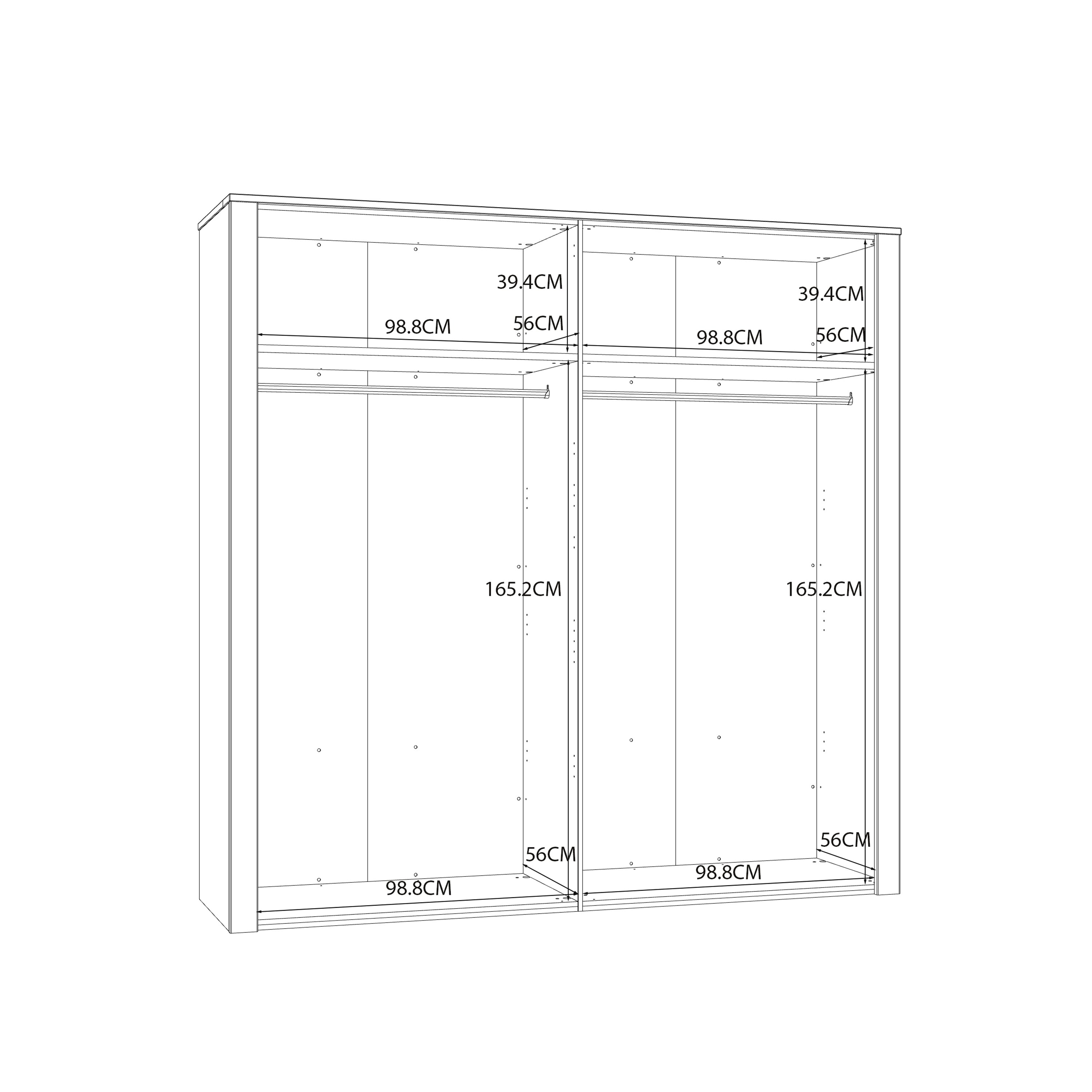 Bohol 2 Door 2 Mirrored Door Wardrobe in White/Riviera Oak