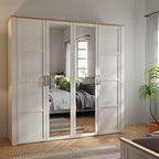 Bohol 2 Door 2 Mirrored Door Wardrobe in White/Riviera Oak