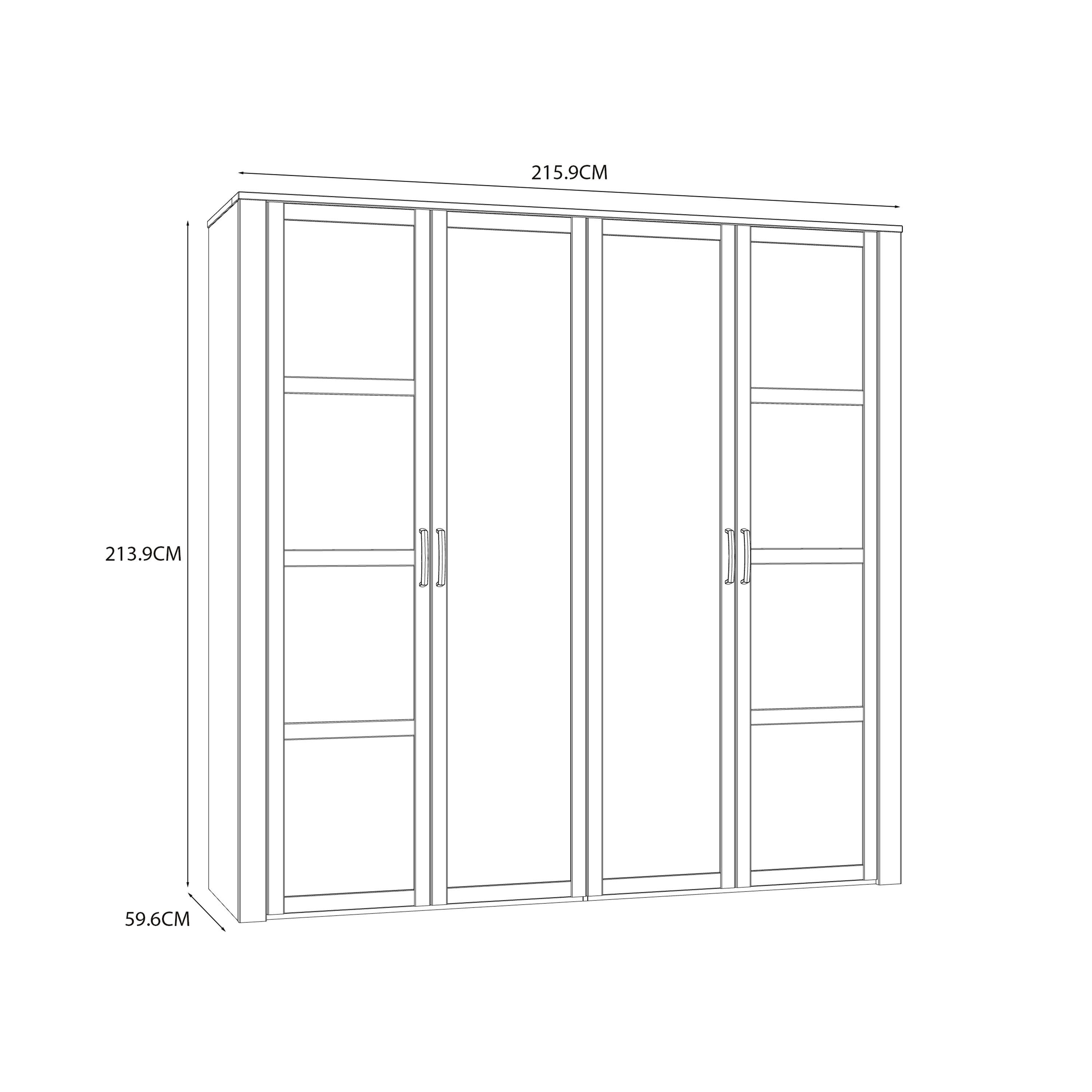 Bohol 2 Door 2 Mirrored Door Wardrobe in White/Riviera Oak