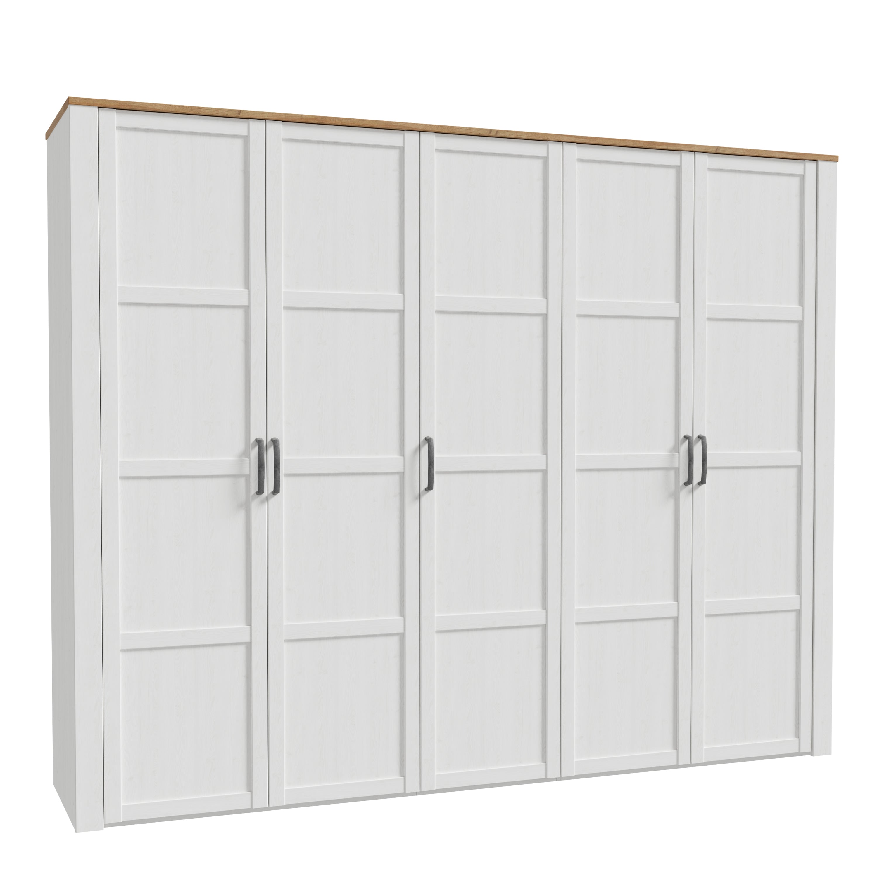 Bohol 5 Door Wardrobe in White/Riviera Oak