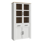 Bohol Display Cabinet 4 Door 1 Drawer in Oak/White