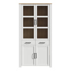 Bohol Display Cabinet 4 Door 1 Drawer in Oak/White