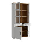 Bohol Display Cabinet 4 Door 1 Drawer in Oak/White